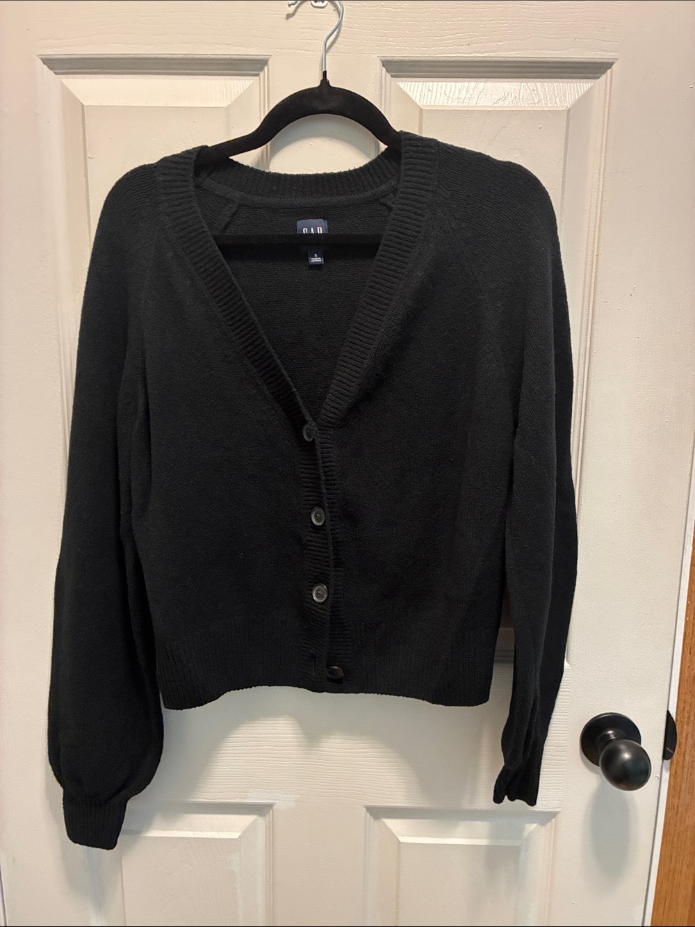GAP Black V-Neck Button Cardigan